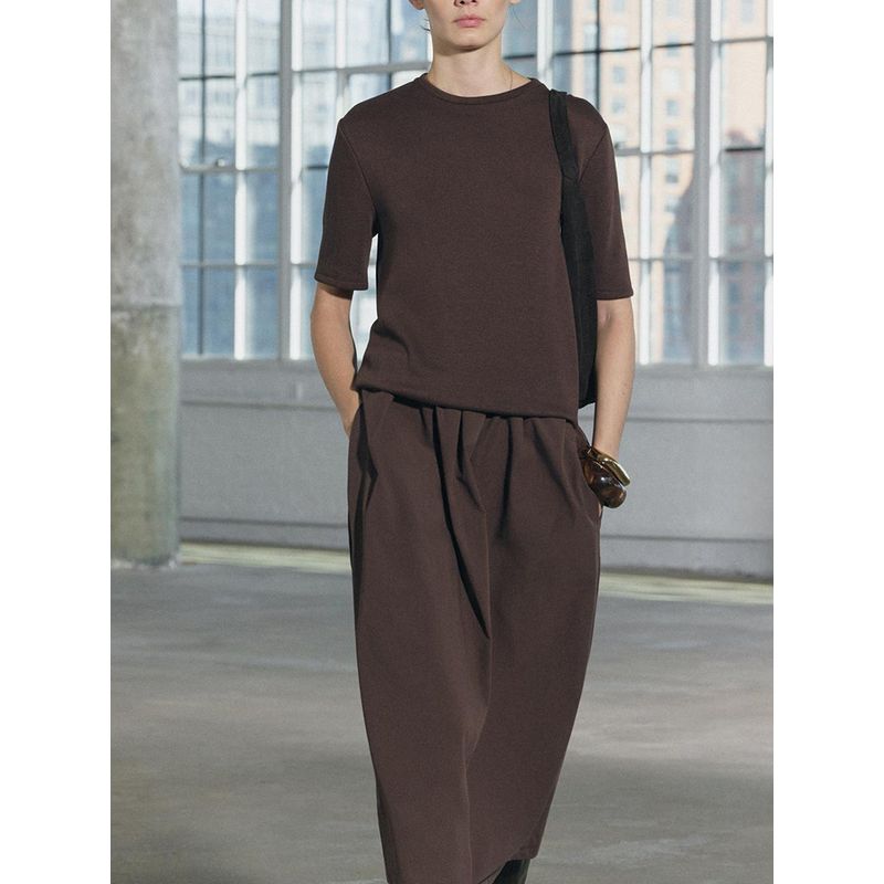 Za2025 Spring New Women's Clothing Fashion Elegant Stitching Short Sleeve Round Neck Midi Skirt Long Dress 0858464