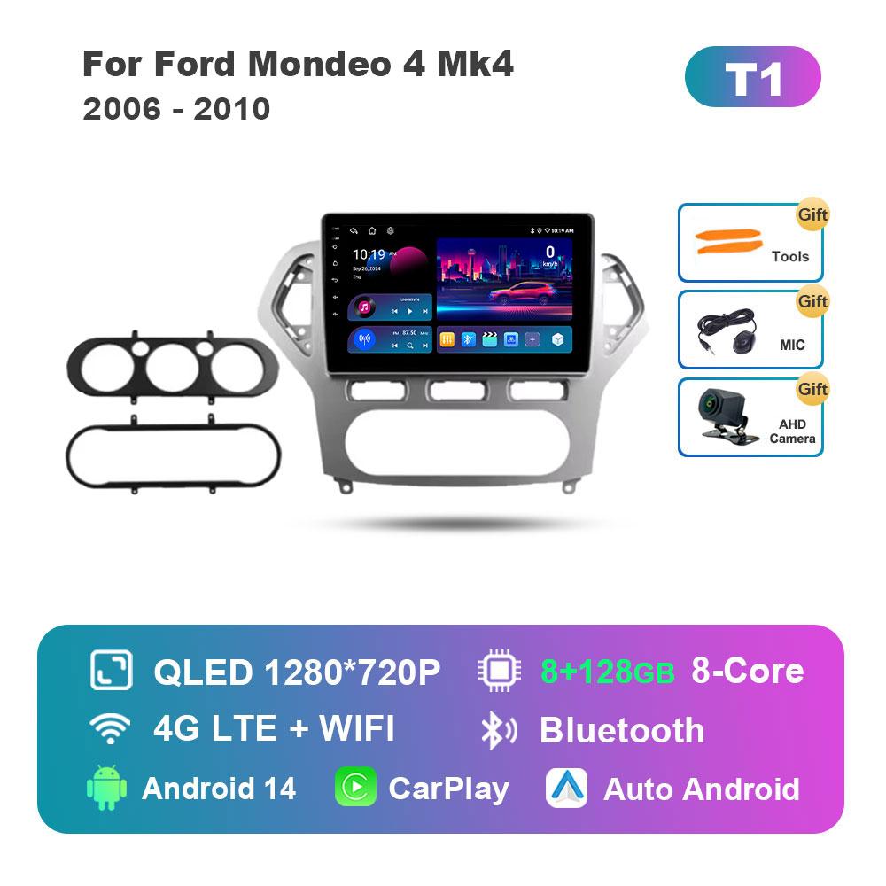 Android 14 Intelligent System Car Radio Multimedia Player for Ford Mondeo 4 Mk4 2006 - 2010 Touch Screen 4G WiFi BT GPS Navi