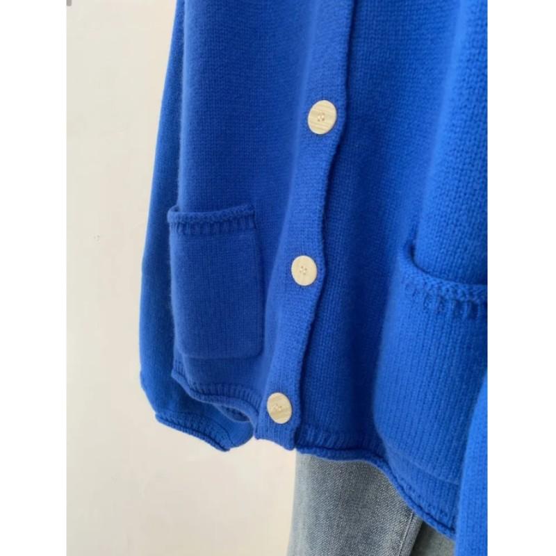Women Design Knitted Cardigan Sweater Sensibility Nichelantern Sleeve Top Crew Neck Outerwear