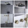 Brushed Gold Bathroom Shower Faucet Wall Mounted Grey Bathroom Shower Mixer Tap Brass Brass Bath Shower Faucet Hand shower Head