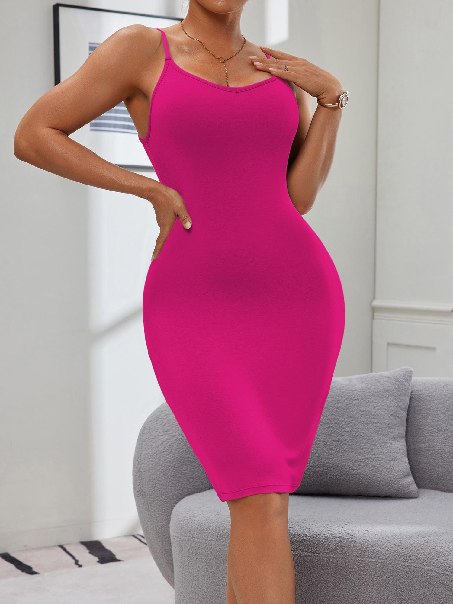 

1Pc Womens Summer Casual Slip Dresses Spaghetti Strap Bodycon Dress Full Slip for Women Under Dresses Cami Midi Dresses Nightgown XL червоний