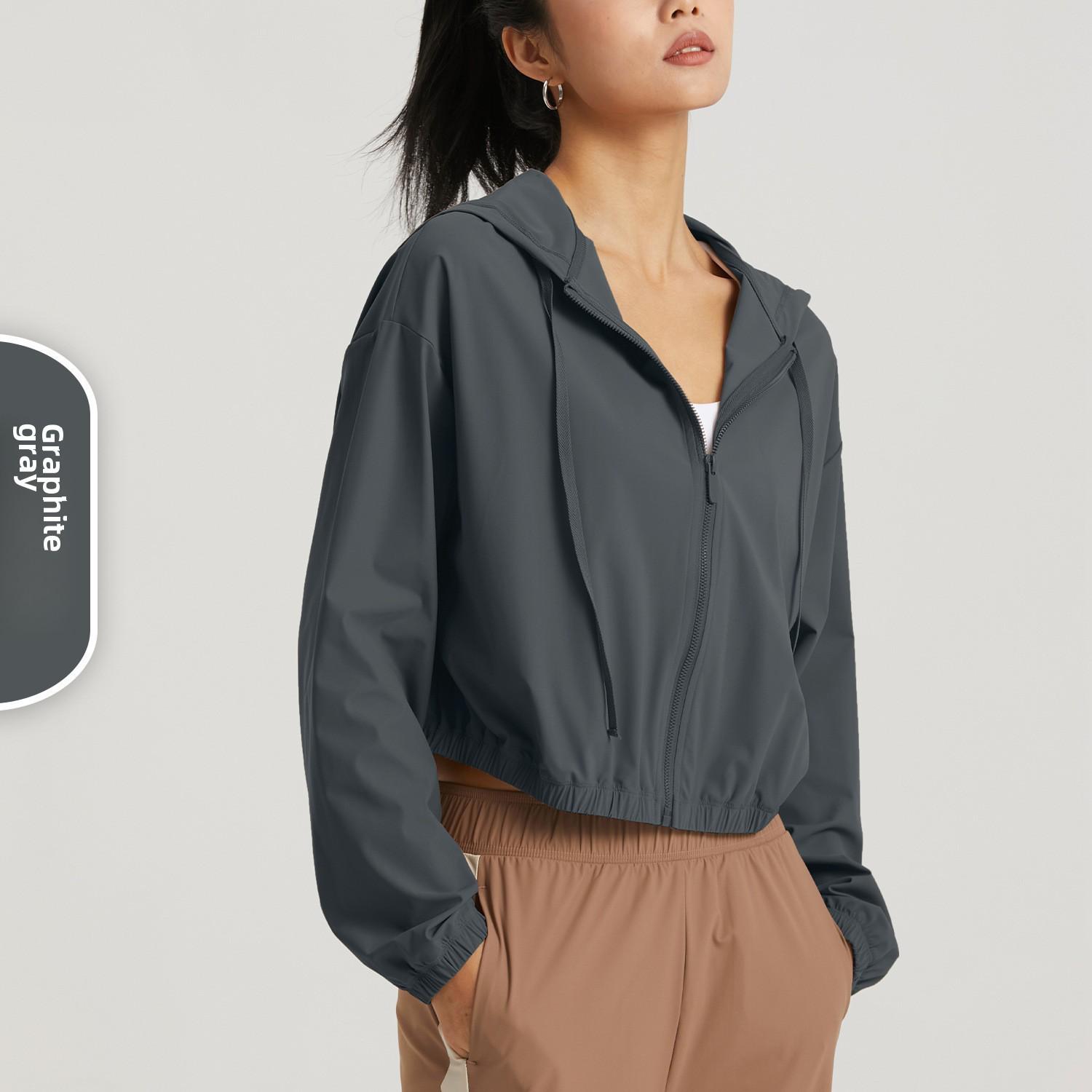 

Aidu New Hooded Yoga Top: Солнцезащитная куртка с короткой молнией, созданная на основе дофамина, для повседневного бега и фитнеса.