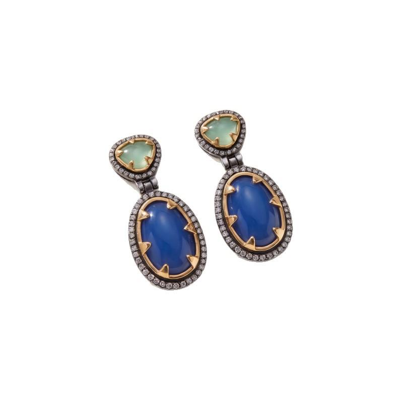 European and American Exaggerated Retro Full Diamond Geometric Resin Earrings Metal Feeling Women's Versatile Fashion Earrings Bohemian Style
