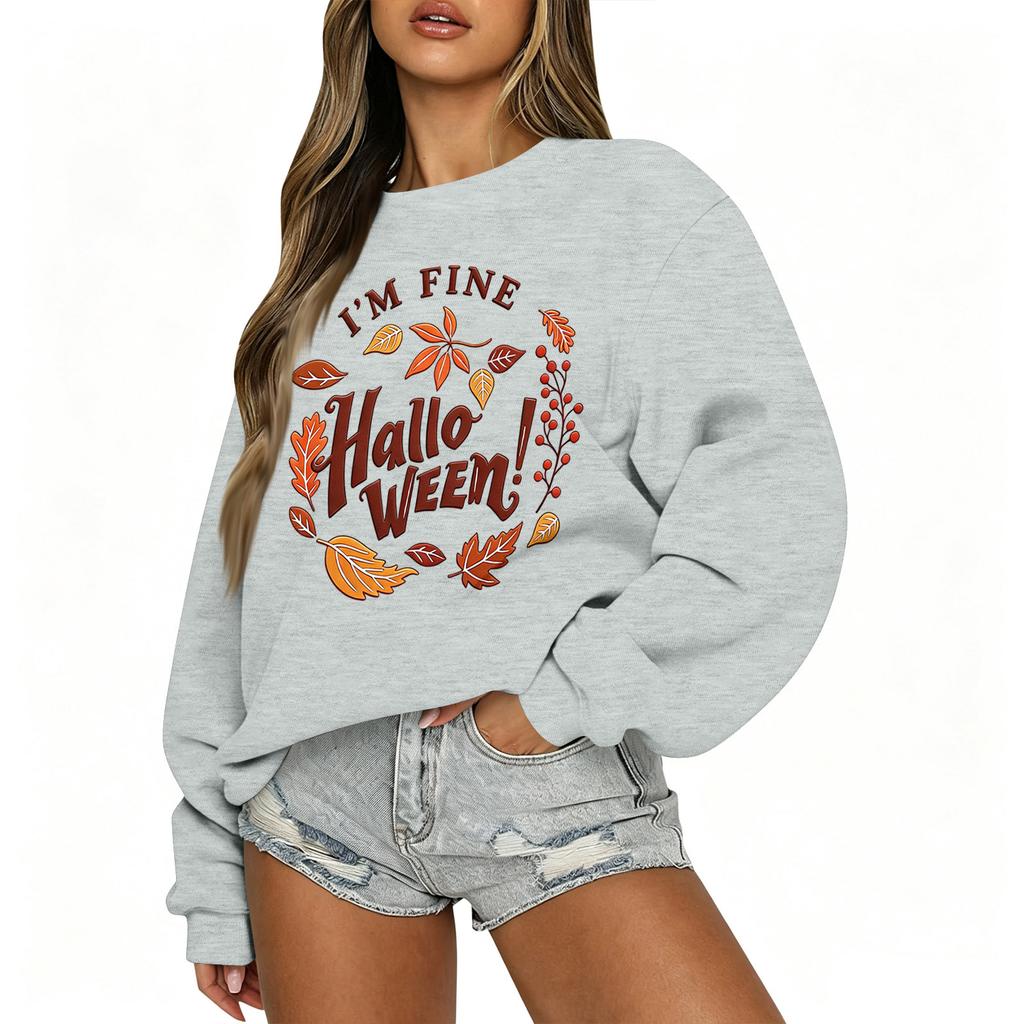 Women's Casual Long Sleeve Christmas Print Round Neck Top for Holiday Festive Wear