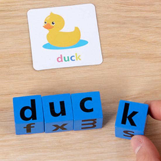 1 Set Crossword Puzzle Simple Operation Bright Color Early Education Word Spelling 3D Blocks Game for Gift