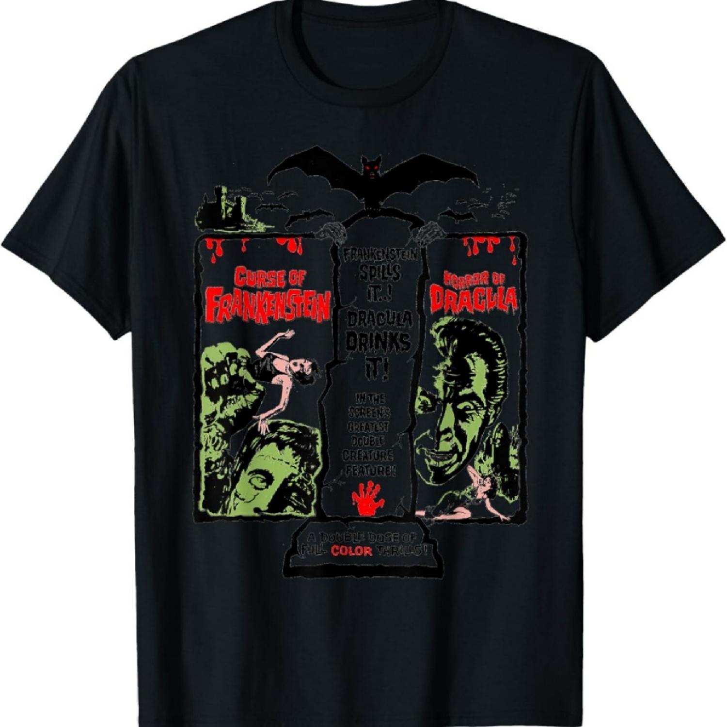 Horror Scene Sexy Dracula Halloween Frankenstein Horror T-Shirt S