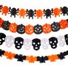Halloween Paper Banner Spider Pumpkin Ghost Bat Paper Chain Halloween Decoration Garland Banner Paper Pull Flower Party Supplies 5