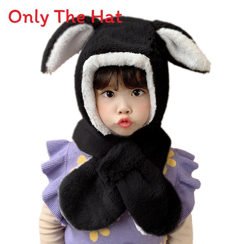 Kids Plush Bunny Earmuff Beanie With Thermal Features For Snow Skiing чёрный