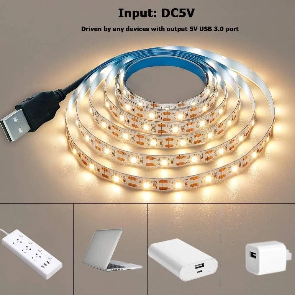 1Pcs DC 5V USB Strip Lamp White Warm White SMD 2835 LED New LED String Light  TV Background