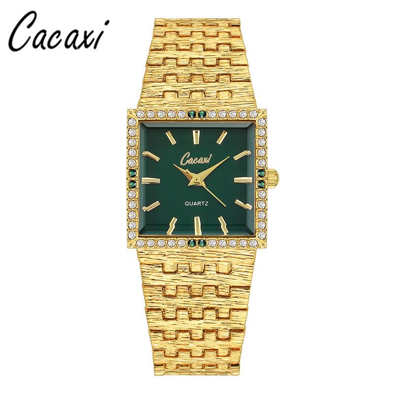 Cacaxi Vintage Square Watch Ladies Fashion Green Diamond Watch