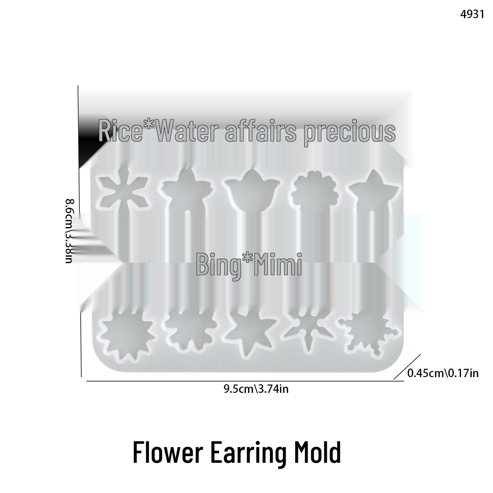 Poppy Set Silicone Mold for Star, Moon, Snowflake, Flower, and Cat Earrings