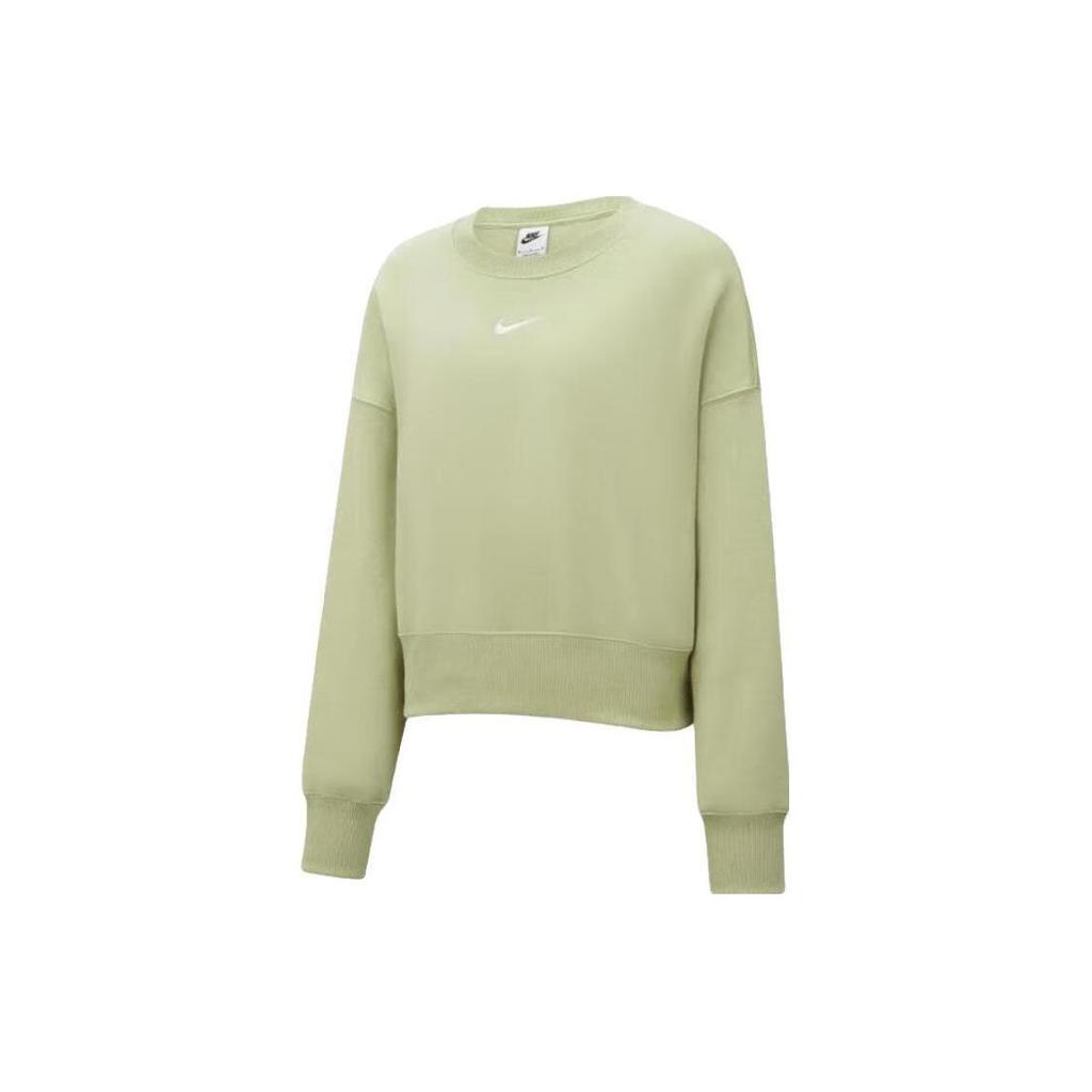 Nike Solid Color Casual Crew Neck Loose Sweatshirt Women Sweatshirt Green DQ5762-371