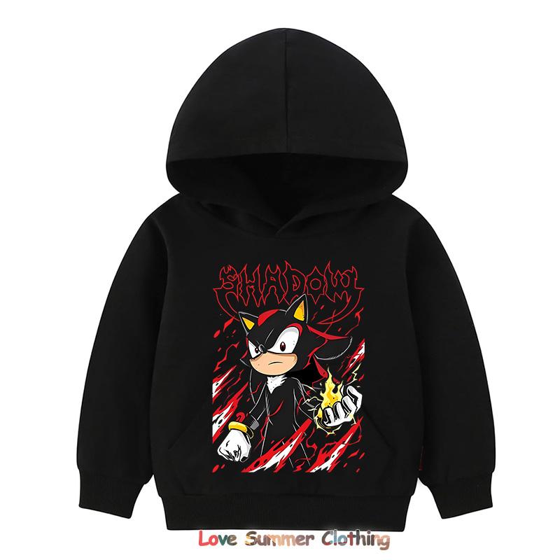 2025 Shadow Kids Hoodie Boys Pullover 4-14Yrs Girls Tops Hedgehog Long Sleeve Sweatshirt Polyester