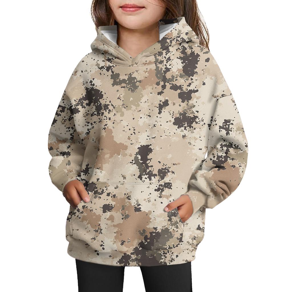 Girls' Hooded Tie- Sweatshirt - Pullover Print Top