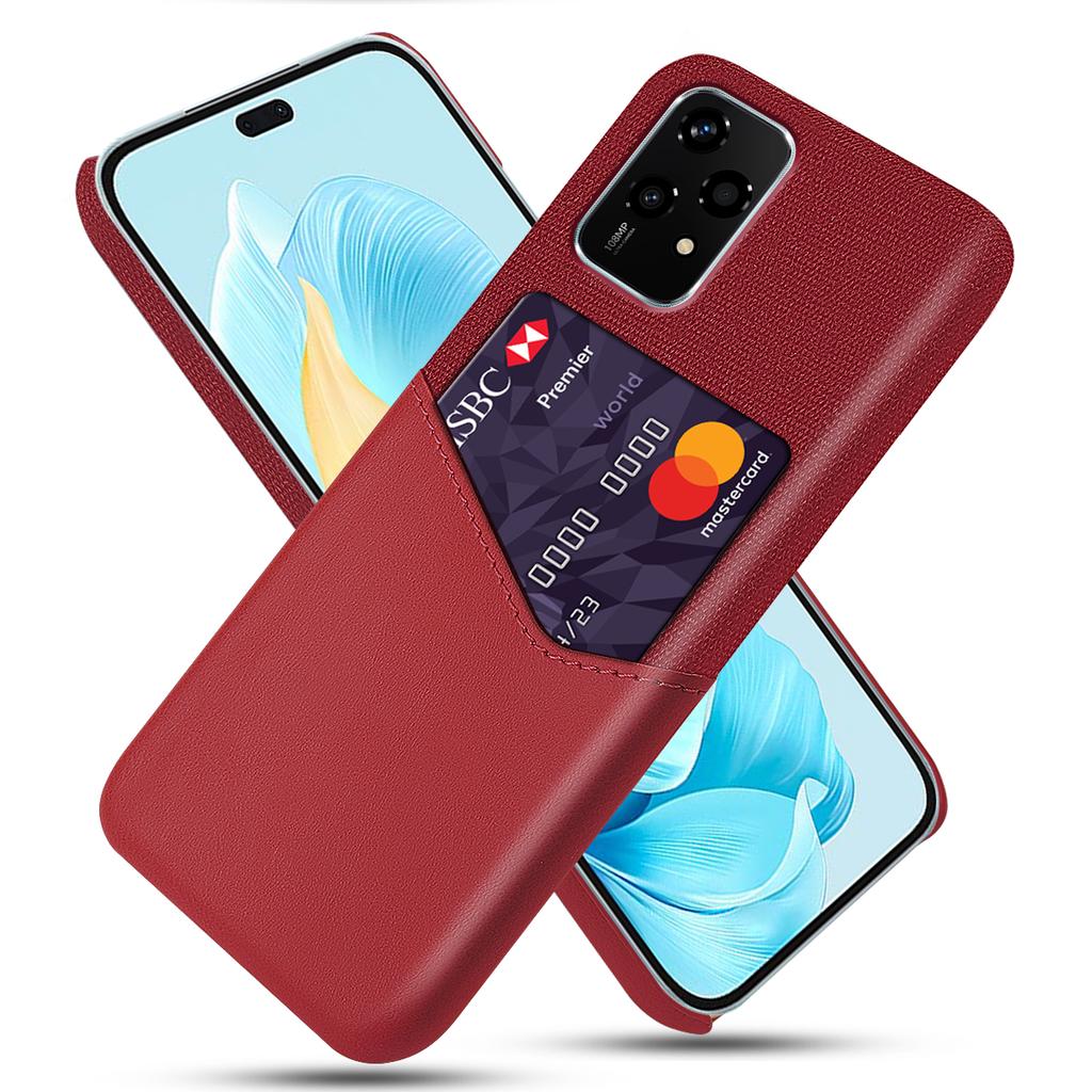 Für Honor 200 Lite Hülle PU Leder Kartenfach Stofftextur Harte PC Handyhülle