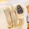 1pc-Serpentine Luxury Fashionable Women's Quartz Watch: High-quality Diamond Inlaid Wrist Masterpiece
