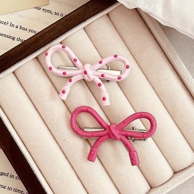 4Pcs Girl Hairpins Korean Style Dot Design Bow Shape Hair Clips Stable Non-slip Side Bang Hair Pins Hair