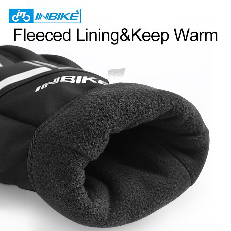 INBIKE Winter Cycling Gloves Full Finger Thermal Men's Bicycle Gloves Warm Cotton Waterproof Bike Gloves for Motorcycle Cycling