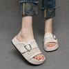 Fashion 5CM Weave Sheepskin Leather Shoes Hollow Mary Jane Loafer Slippers Platform Wedge Flats Peep Toe Women Breathable Sandals Summer