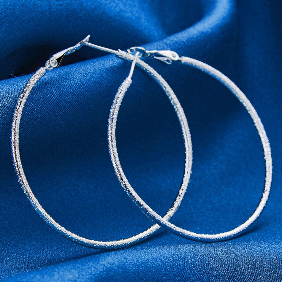Elegant 925 Sterling Silver 50mm Luxurious Fine Sparkle Large Round Earrings for Women, Wedding Fashion Gift Jewelry