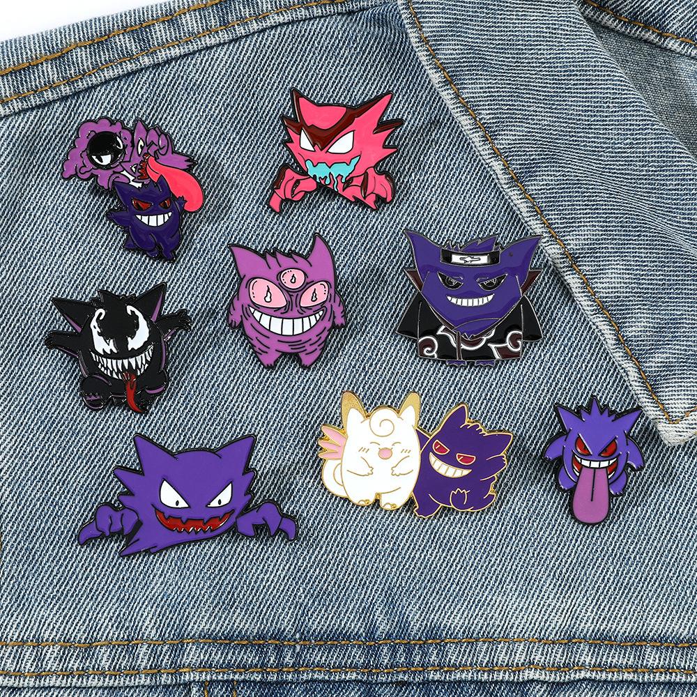 Funny Pokemon Metal Badge With Cartoon Character Design And Droplet Oil Craft