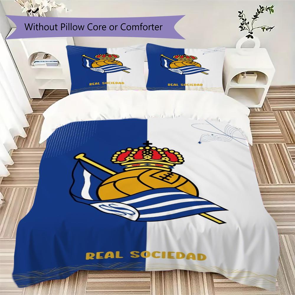 Set Copripiumino Trapuntato con Fantasia Real Sociedad Copripiumino Federa Decorazione per la Casa Regalo di Compleanno (1 * copripiumino + 2 * federe senza imbottitura)