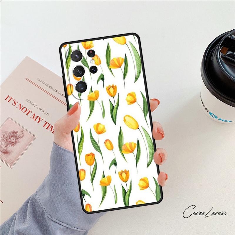 Tulip Flower Phone Case For Samsung Galaxy S24 S25 S23 S22 Ultra Note 10 20 Plus S20 S21 FE Cover