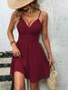 Spaghetti Strap Dress Dress Women Casual Solid Color High Waist  Pleated Short Dresses Elegant Sleeveless Dress
