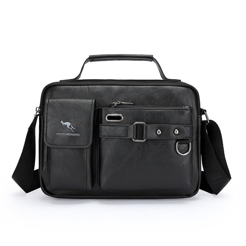 

Men s Crossbody Handbag Business Office Travel Cross-border Shoulder Bag Trendy Multi Piece Set Combination Leather чёрный