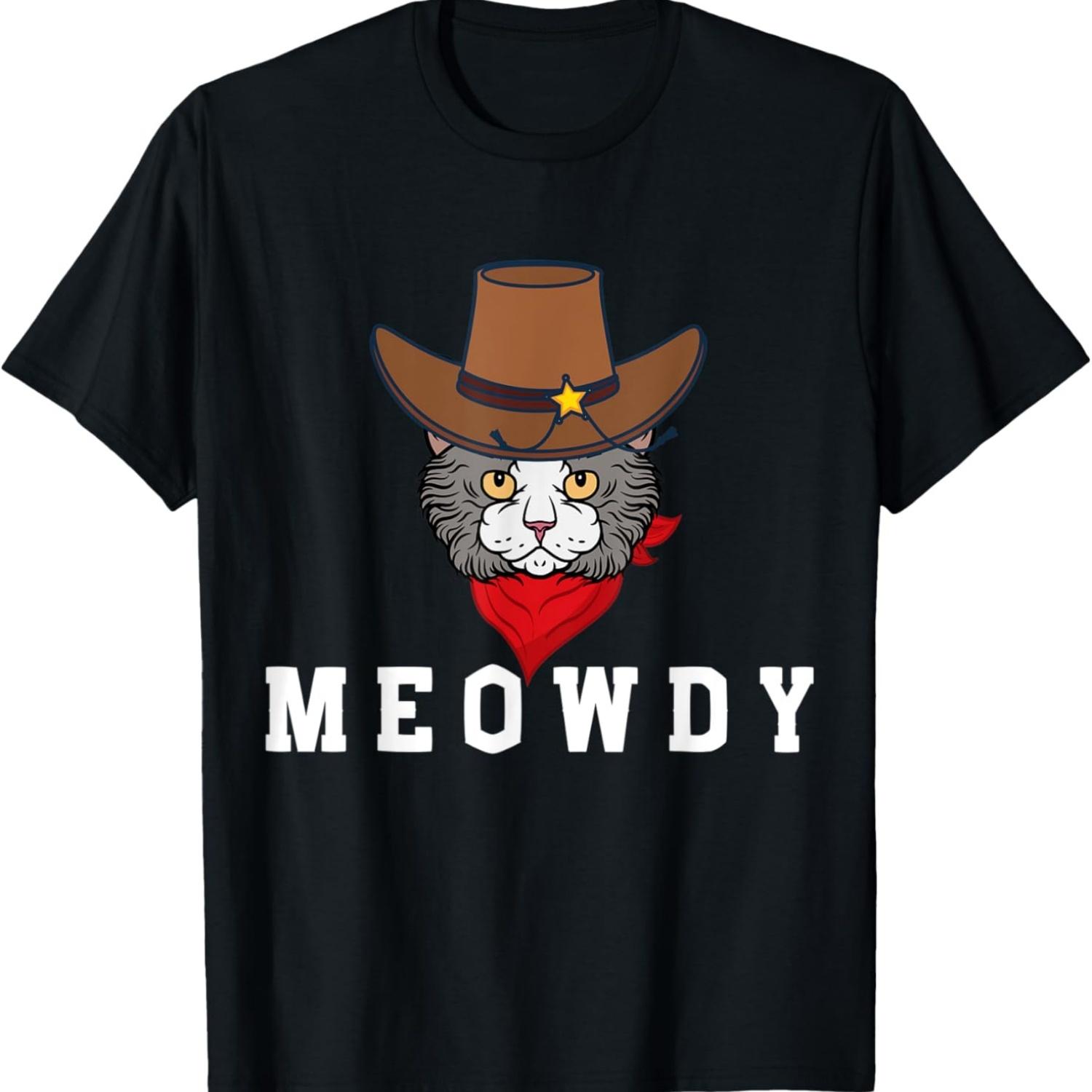 Meowdy Funny Cat Meme T-Shirt S чёрный
