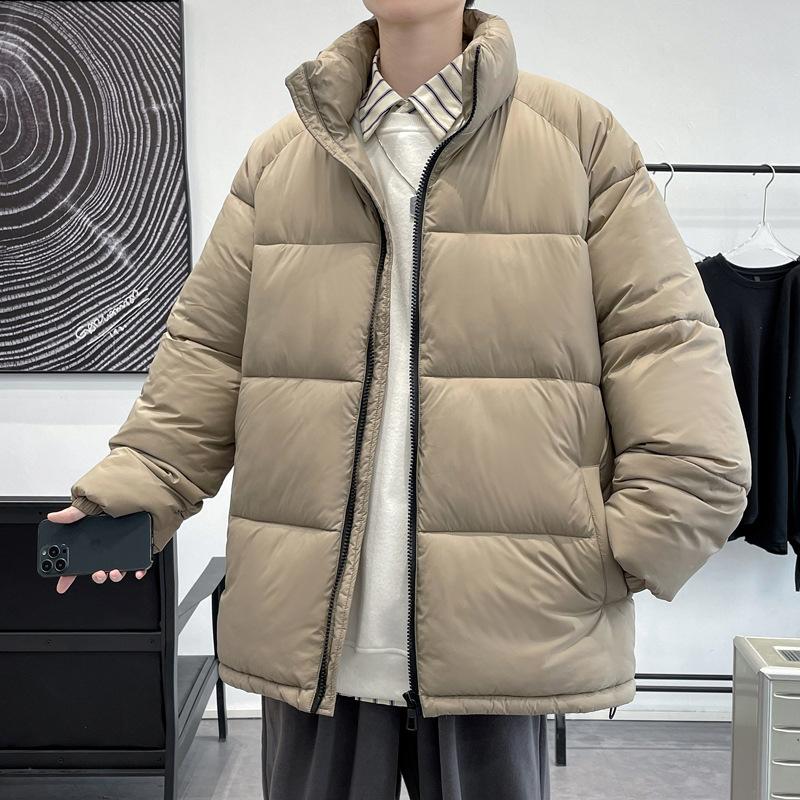 

Men s Winter New Men s Korean Style Versatile Stand-up Collar Trendy Thickened and Warm Couple Internet Celebrity Same Style Solid Color Jacket L