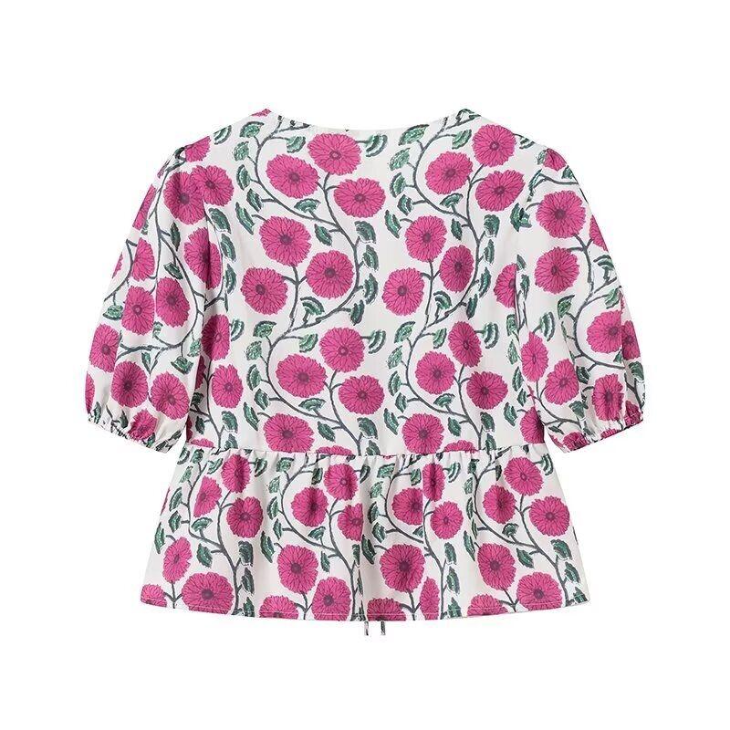 Jnleaog Spring New Arrival Women's Clothing Fashion Style French Fashion Design Print Shirt Printing Skirt Suit