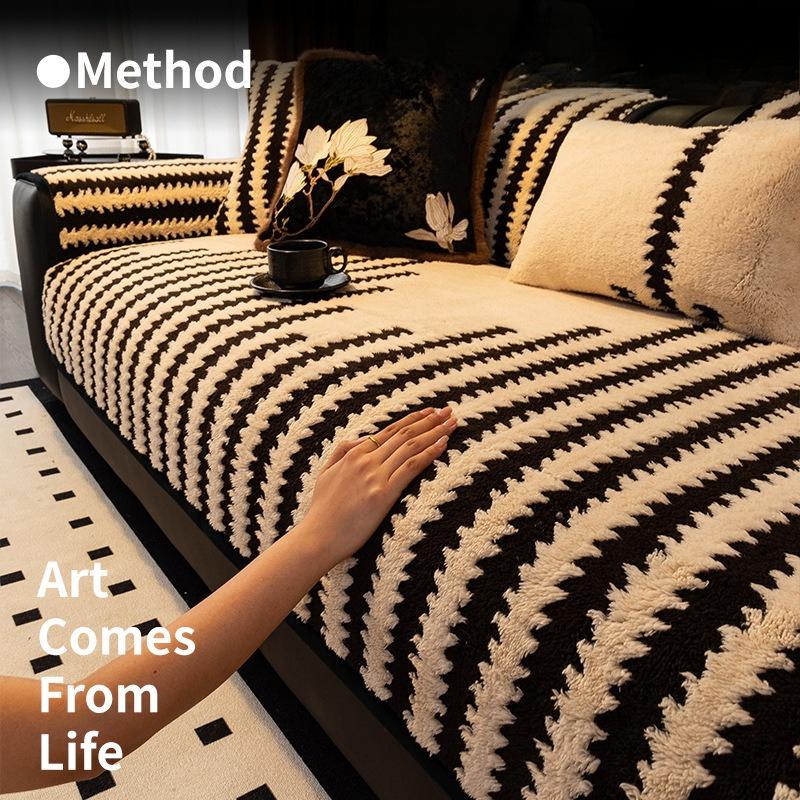 Sofa Cushion Autumn and Winter New Plush High Quality Winter Thickened Cushion Anti Slip Straight Row Sofa Cover Cover