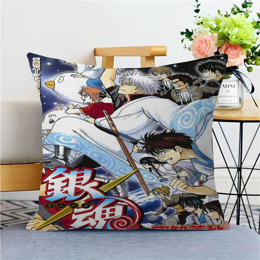 Classic funny Japanese anime GINTAMA Cushion Cover Inches Farmhouse Decor Home Throw Pillow Covers for Couch Decorations