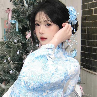 Blaue Maiglöckchen Quaste Haarnadel: Retro Chinesischer Qipao Stil Lila Floral Haaraccessoire