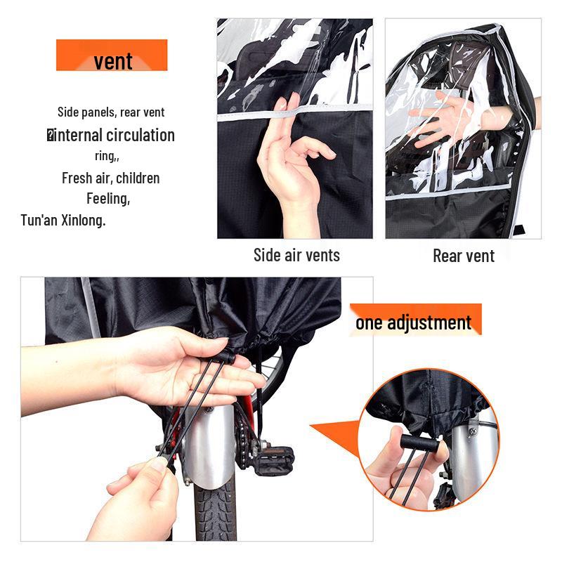 Průhledný PVC Vodotěsný Dětský Kryt proti Dešti na Zadní Sedadlo na Kolo