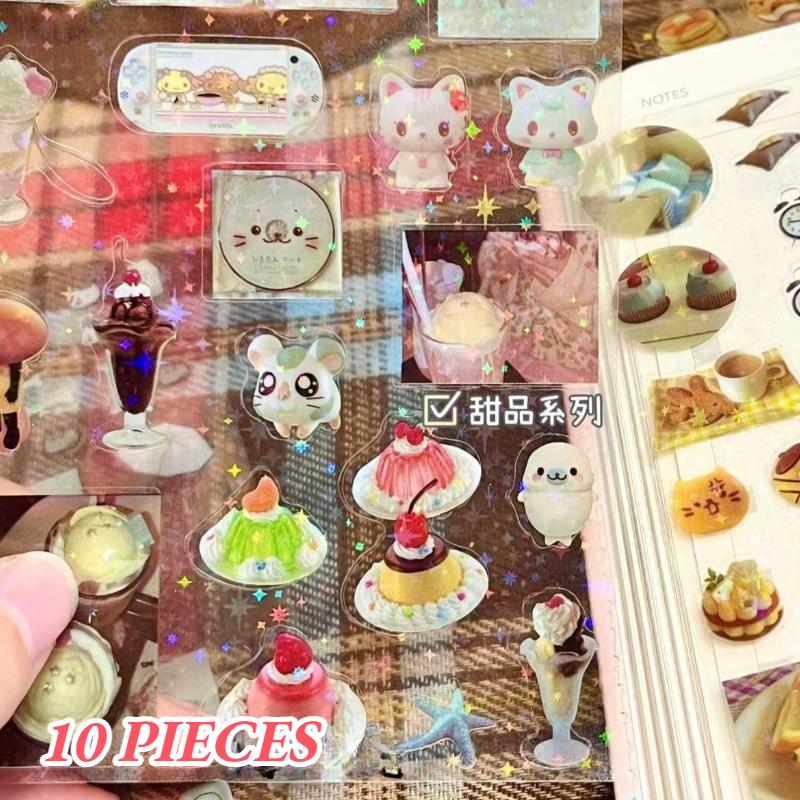 

Мила мультяшна наклейка з записками з лазерним блиском DIY Decro Sweet Anime Animal Journaling наклейка Kawaii наклейка на канцелярські товари