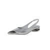 Fashion New Summer Sandals Cover Toe Sandals for Women Genuine Leather Sandals Fashion Metal Pointed Toe Low Heels Office Women Shoes