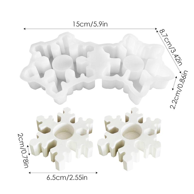 Christmas Snowflake Candlestick Mold Christmas Mold Snowflake Candlestick Plaster Mold Tealight Holder Terrazzo Resin Mold
