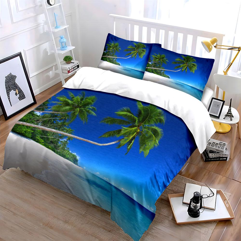 Palm trees and ocean. Bedding sets Duvet cover sets Duvet covers Pillowcases(1* Duvet Cover 2* Pillowcases without duvet insert)