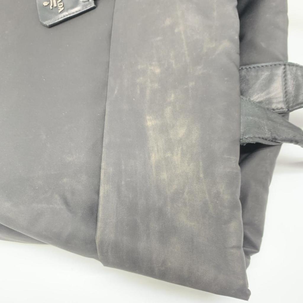 Prada Reversible Tote Bag Handbag Leather Genuine Leather Tessuto Nylon Black Women's Men's Unisex Lightweight