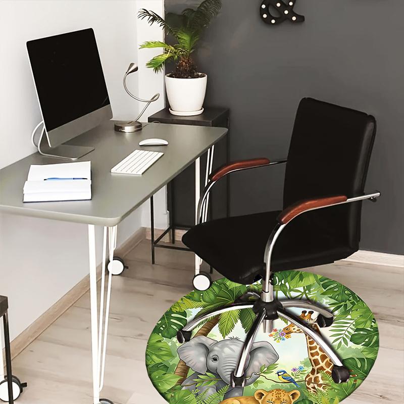 1PC jungle animals Non-Slip Floor Round carpet, Office, family, bedroom, Large Area Rug Indoor Rugs, Vibrant Colors-Z0446