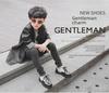 Boys' Black Leather School Shoes - Soft Sole, Floral Design, Korean Style