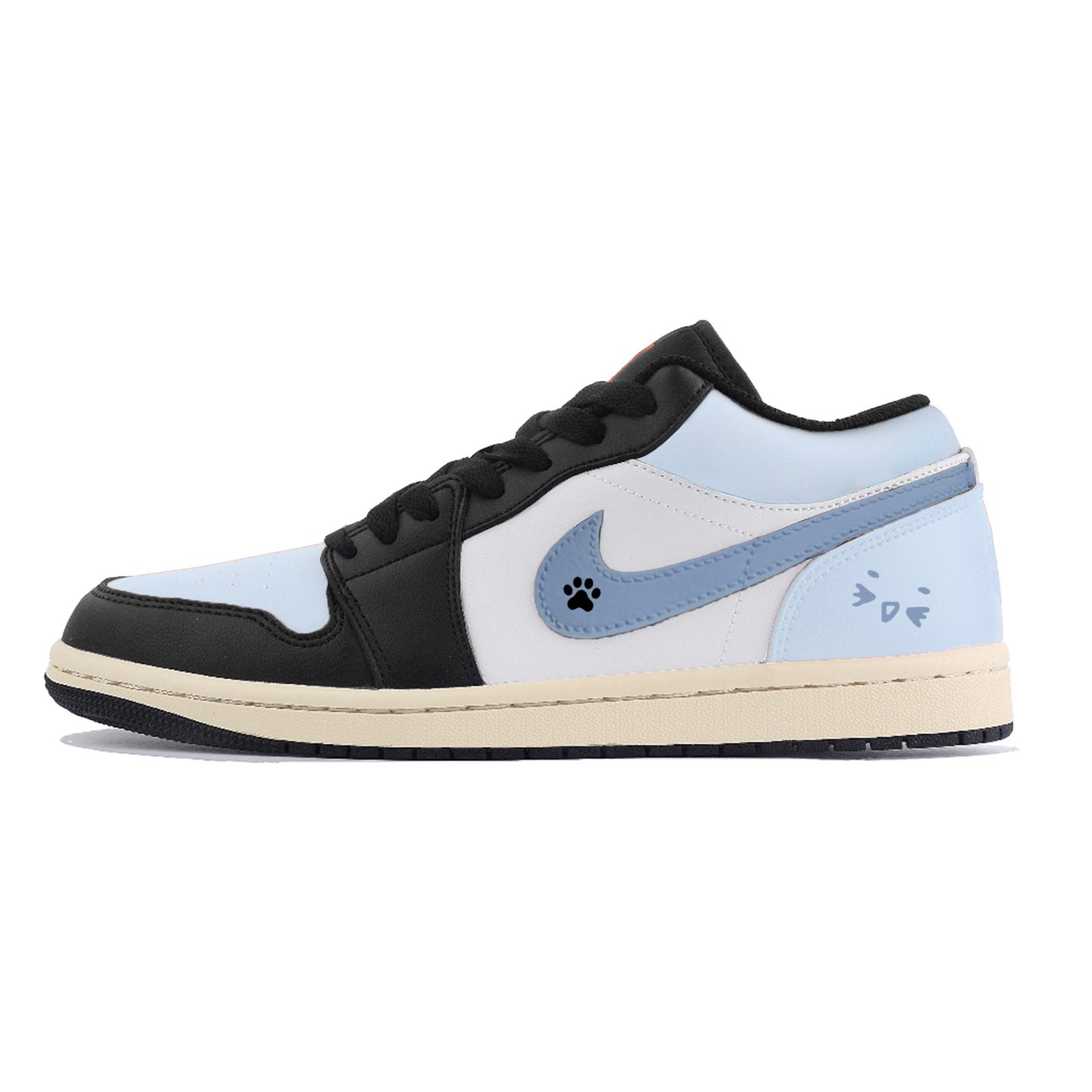 Jordan Air Jordan 1 Couple, Claw Couple, Casual Low top Vintage Basketball Shoes Unisex Black Blue 553558-040(Team85-  ) 42