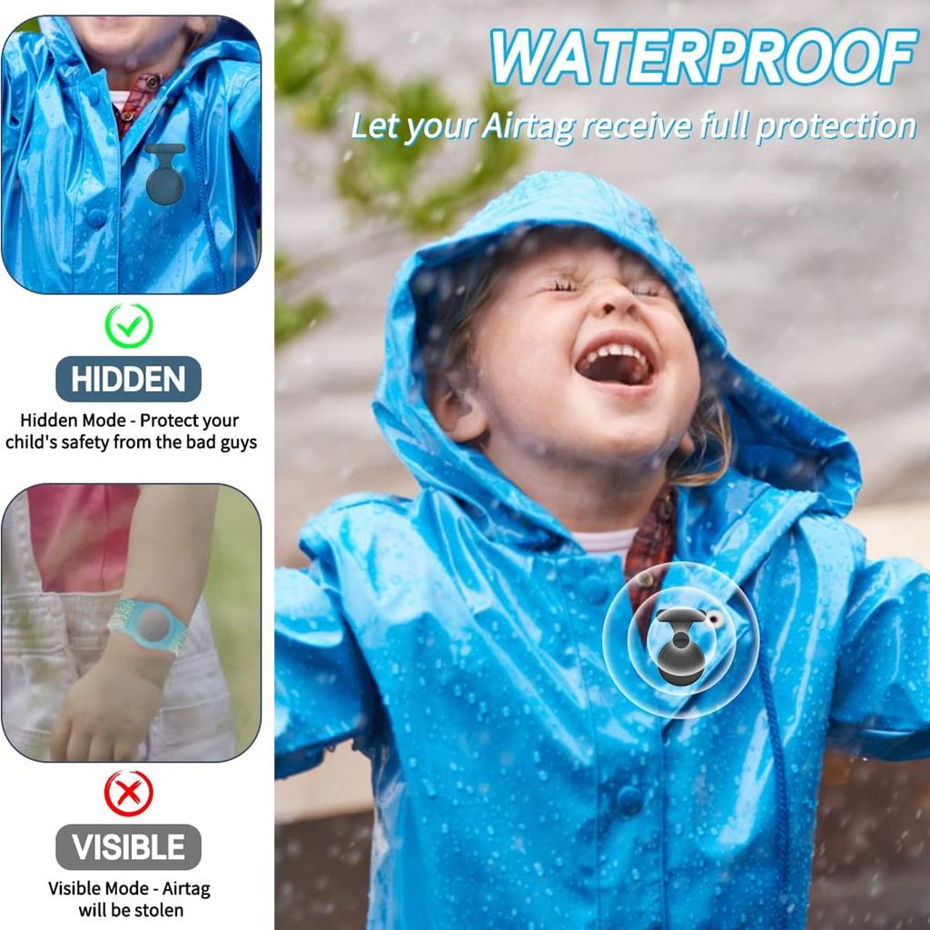 Hidden Airtag Holder for Kids GPS Tracker Silicone Air tag Holder with Brooch Pin, Airtags Clip Child/Elderly/Backpack/Luggage