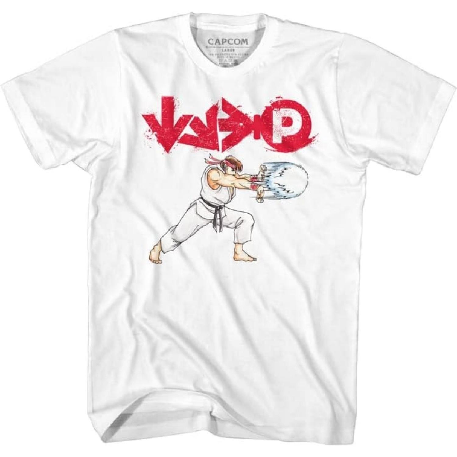 Street Fighter Hadoken Controls White T-Shirt S белый