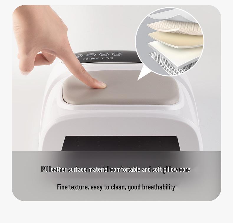 Custom Logo Rechargeable USB Nail Curing Lamp with Wearable Hand Rest and Large Gel Space.