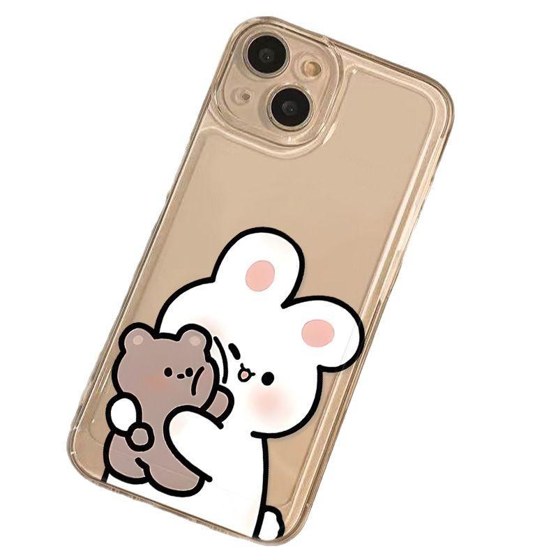 Simple and cute rabbit is suitable for iPhone17Pro mobile phone case Apple 16promax soft case 15/14 fine hole generation