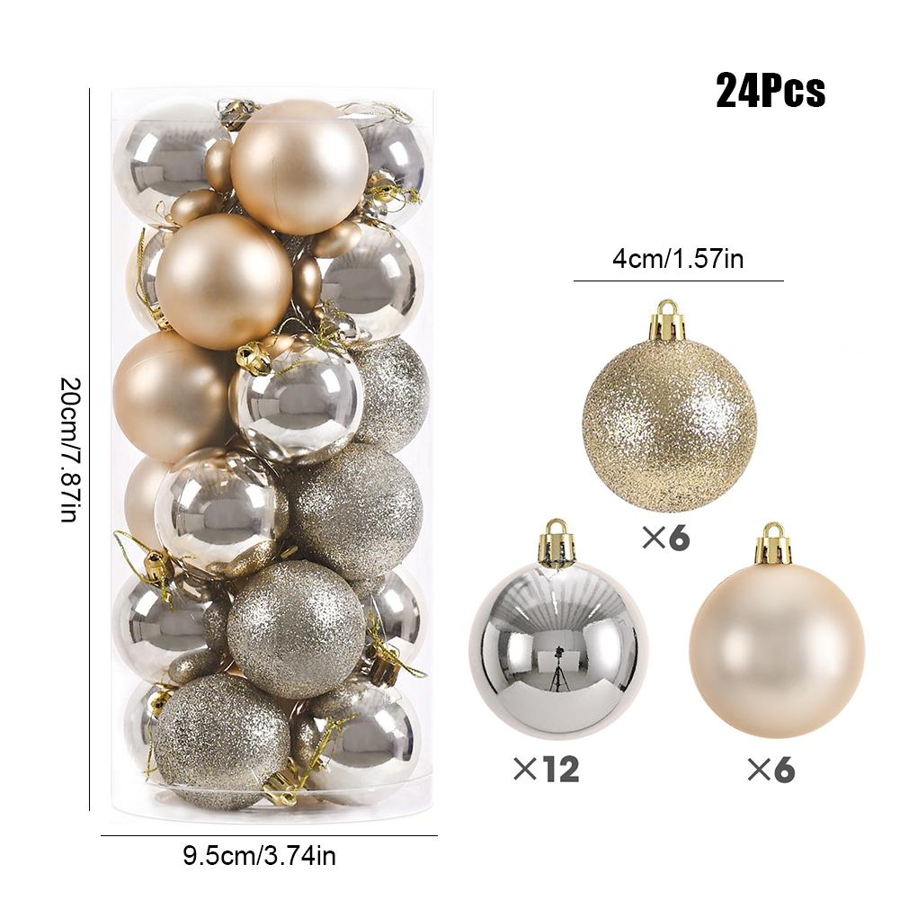 24pcs Christmas Tree Decoration 4cm Plastic Christmas Balls Sparkling Christmas Ball Xmas Tree Decoration Hanging Ornament