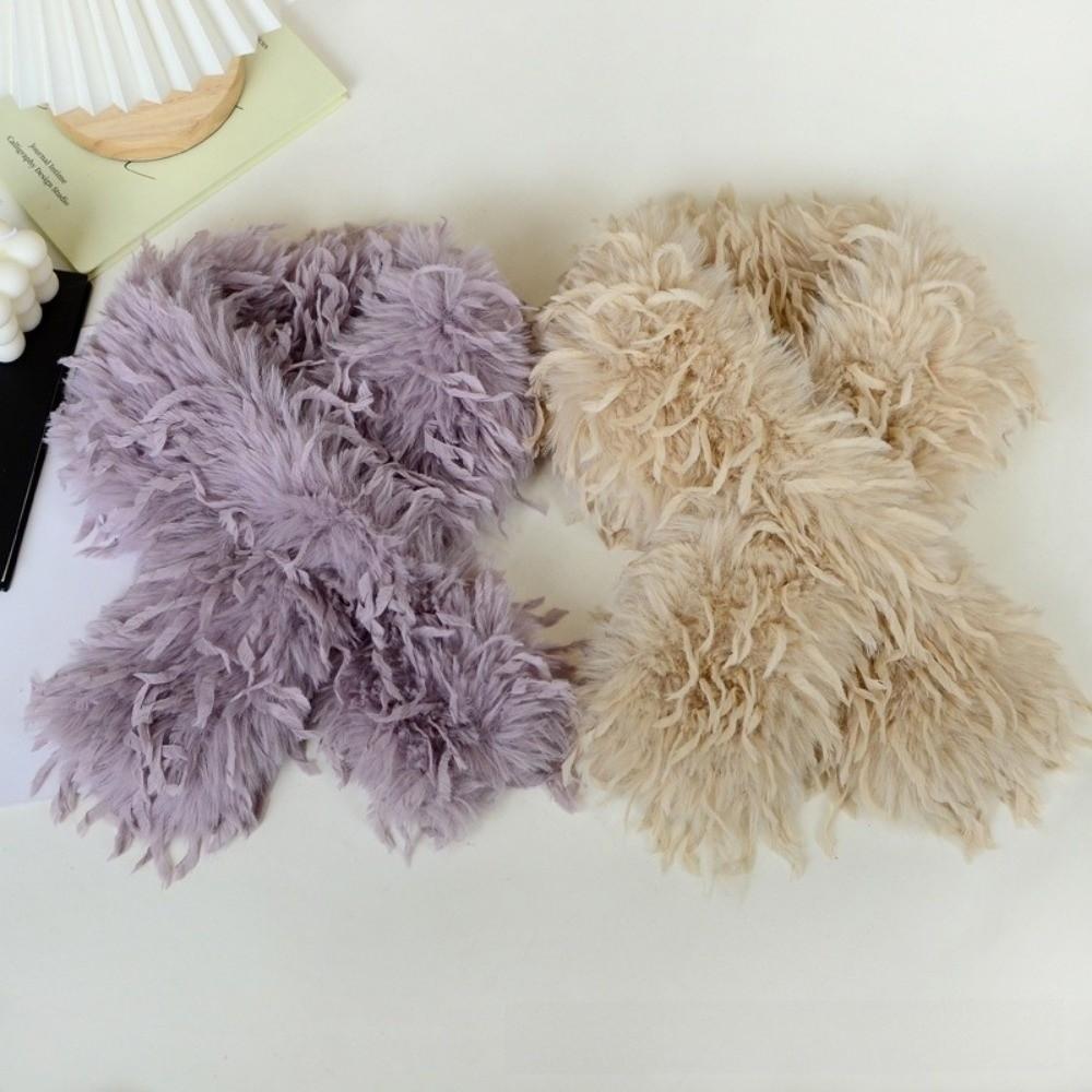 Autumn Winter Soft Plush Fluffy Fur Scarf Thicken Warm Neck Covers Cold Resistant Cross Neckerchief Neck Warmers